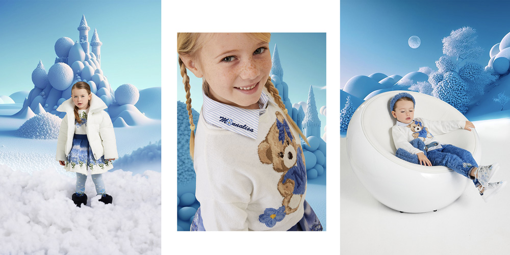 Ubranka świąteczne dla dziewczynki Monnalisa St Moritz - niebieska kolekcja 